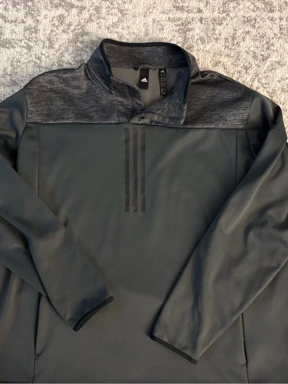 Mens 2XL Adidas Multi Grey 3 Stripes Quarter Zip
